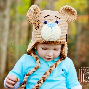 CROCHET PATTERN Classic Teddy Bear Animal Hat image 3
