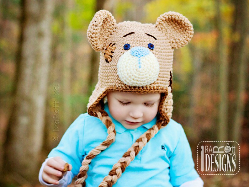 CROCHET PATTERN Classic Teddy Bear Animal Hat image 3