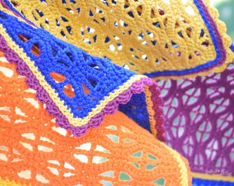 Clematis Table Toppers Crochet Pattern PDF, Floral Mug Rug and Table Runner