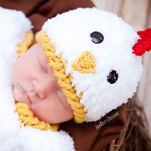 CROCHET PATTERN Bok Bok Easter Chicken Baby Hat and Cocoon Set