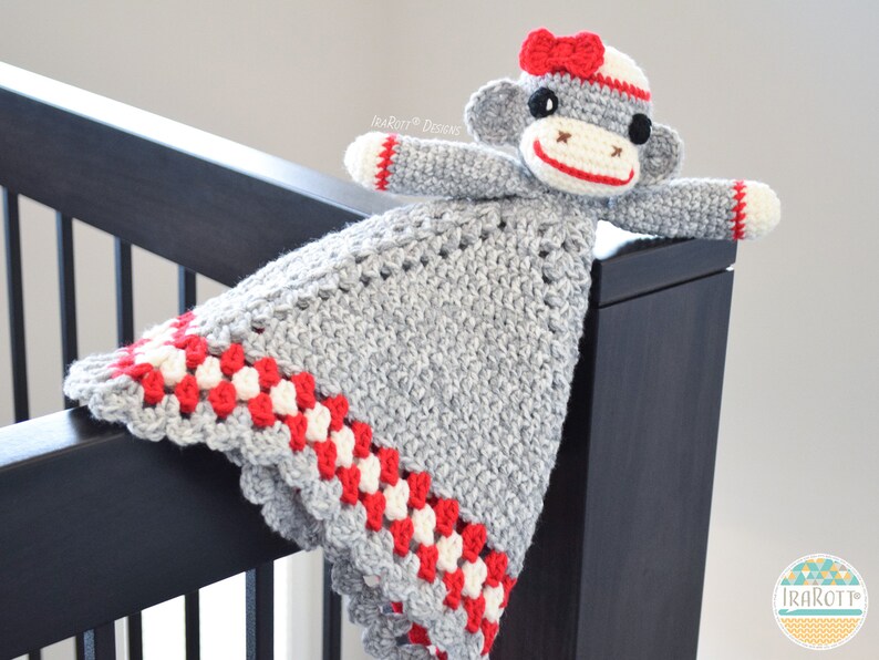 CROCHET PATTERN Spunky The Cuddly Sock Monkey Lovey image 3