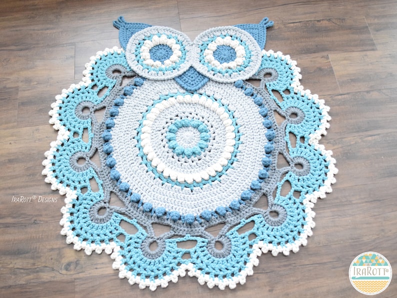 CROCHET PATTERN Retro Owl Bird Rug image 4