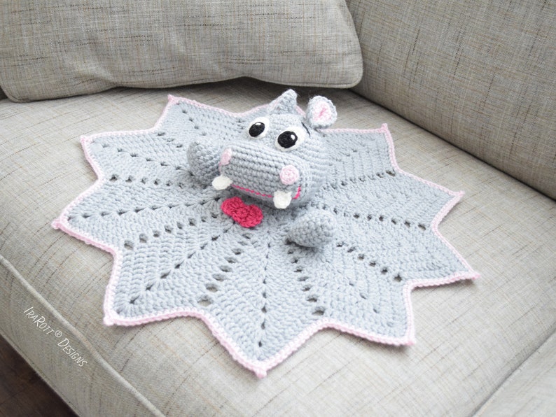 CROCHET PATTERN Happy Hippo the Hippopotamus Lovey image 1