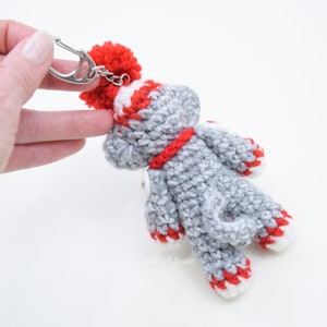 CROCHET PATTERN Spunky The Tiny Sock Monkey Keychain image 3