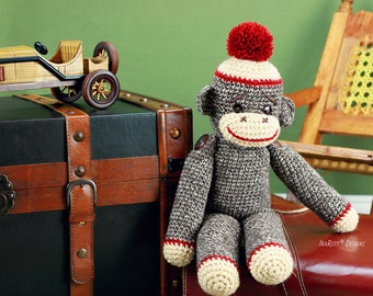 CROCHET PATTERN Spunky The Big Sock Monkey Amigurumi