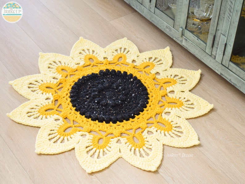 CROCHET PATTERN Sunflower Power Doily Rug image 4