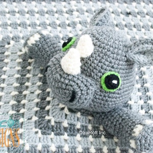 CROCHET PATTERN Riley Rhino the Rhinoceros Snuggle Blanket Lovey image 3