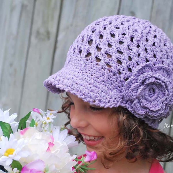 CROCHET PATTERN Summer Beanie with Brim and Flower