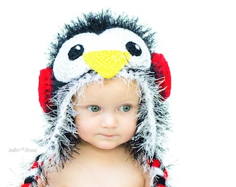 CROCHET PATTERN Furry Penguin Hat