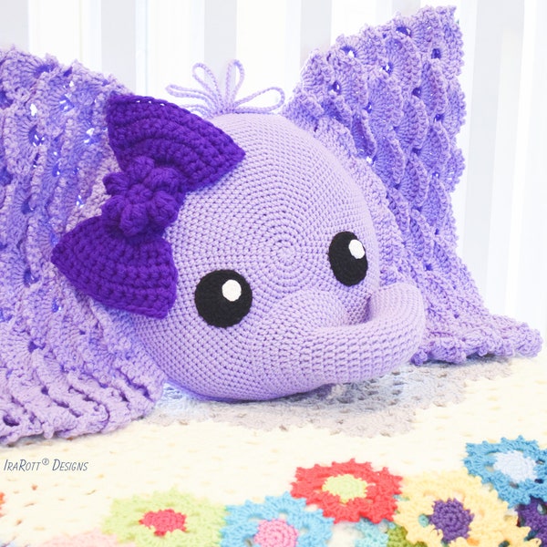 CROCHET PATTERN Josefina and Jeffery Elephant Pillow