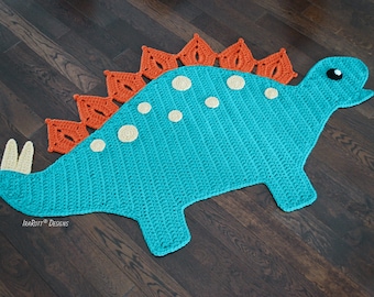 CROCHET PATTERN Spiky the Stegosaurus Dinosaur Animal Rug