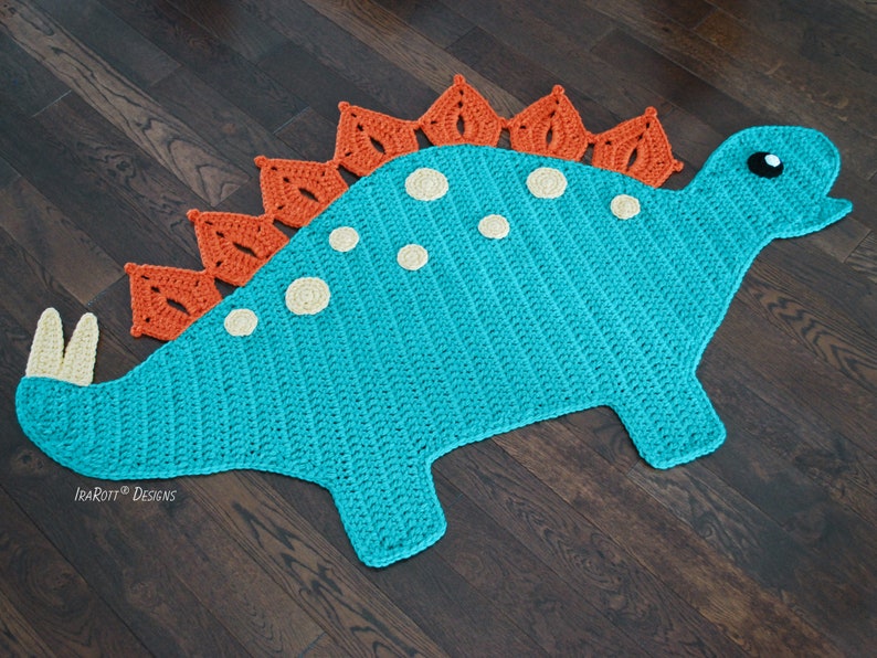 CROCHET PATTERN Spiky the Stegosaurus Dinosaur Animal Rug image 1