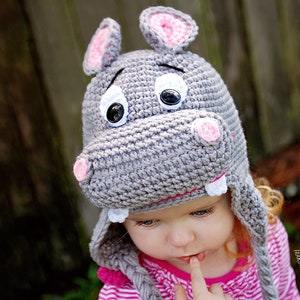 CROCHET PATTERN Happy Hippo the Hippopotamus Animal Hat image 1