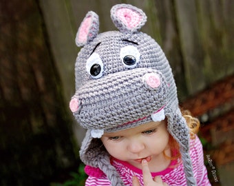 CROCHET PATTERN Happy Hippo the Hippopotamus Animal Hat