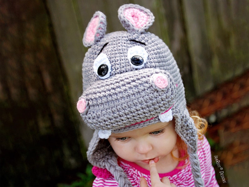 CROCHET PATTERN Happy Hippo the Hippopotamus Animal Hat image 1