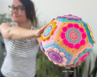 Blossom Play Ball Crochet Pattern, Flower Motif Design (PDF)