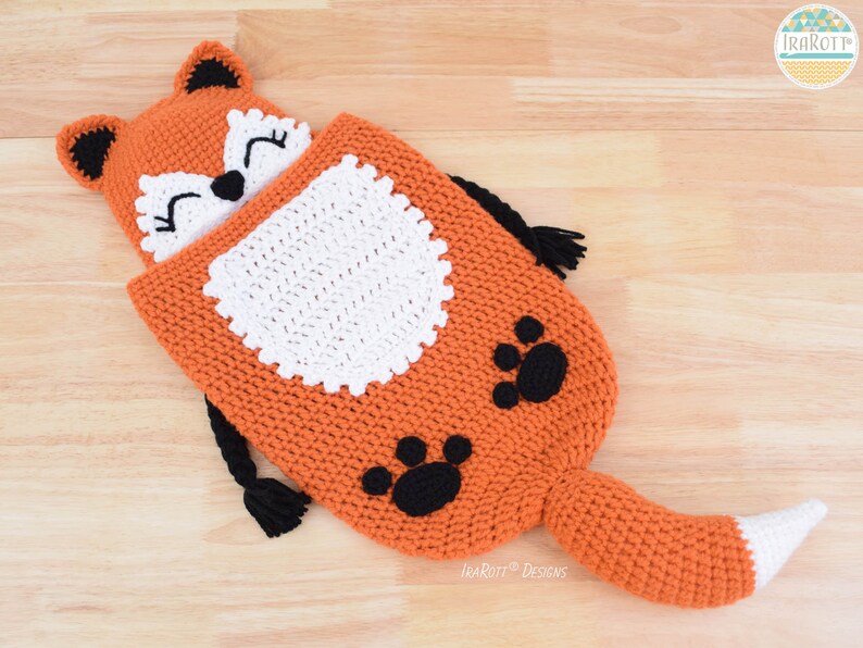 Crochet Fox Hat and Cocoon Pattern – Newborn Photo Prop, Baby Sleeping Bag (PDF) image 3