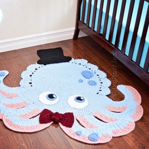 CROCHET PATTERN Inky the Octopus Animal Rug image 2