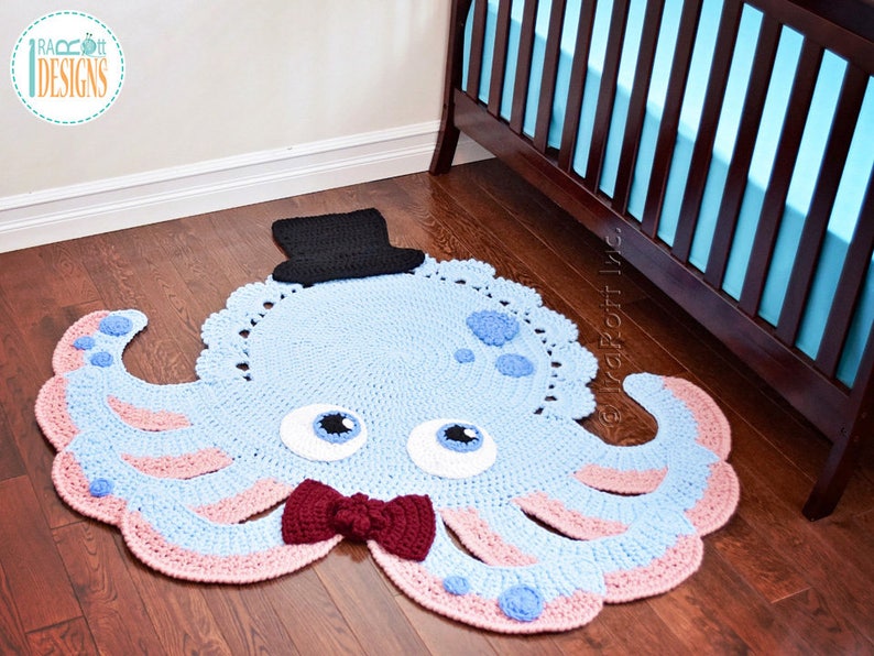 CROCHET PATTERN Inky the Octopus Animal Rug image 2