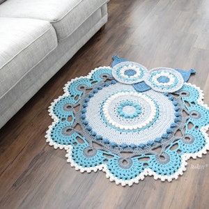 CROCHET PATTERN Retro Owl Bird Rug