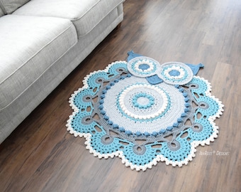 CROCHET PATTERN Retro Owl Bird Rug