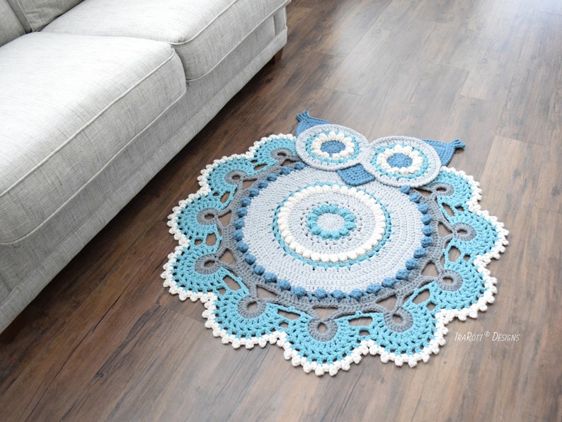 CROCHET PATTERN Retro Owl Bird Rug image 1