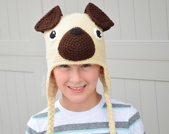 CROCHET PATTERN The Pugfect Pug Dog Hat