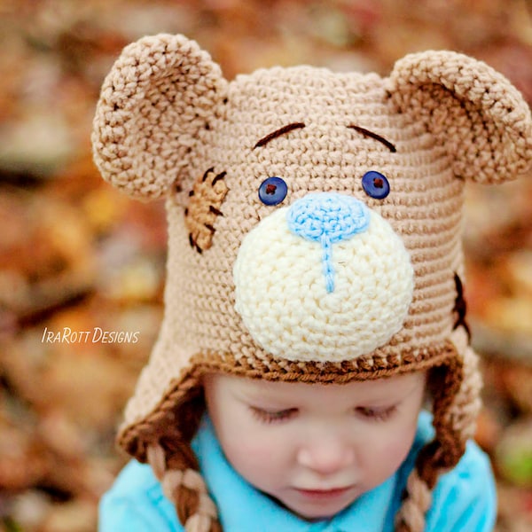 CROCHET PATTERN Classic Teddy Bear Animal Hat