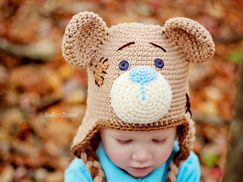 CROCHET PATTERN Classic Teddy Bear Animal Hat image 1