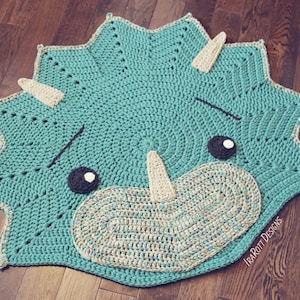 CROCHET PATTERN Triceratops Dinosaur Animal Rug