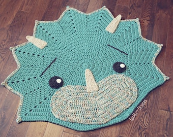 CROCHET PATTERN Triceratops Dinosaur Animal Rug