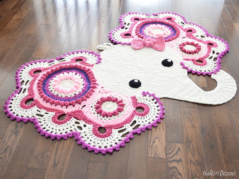 CROCHET PATTERN Josefina and Jeffery Elephant Rug image 7