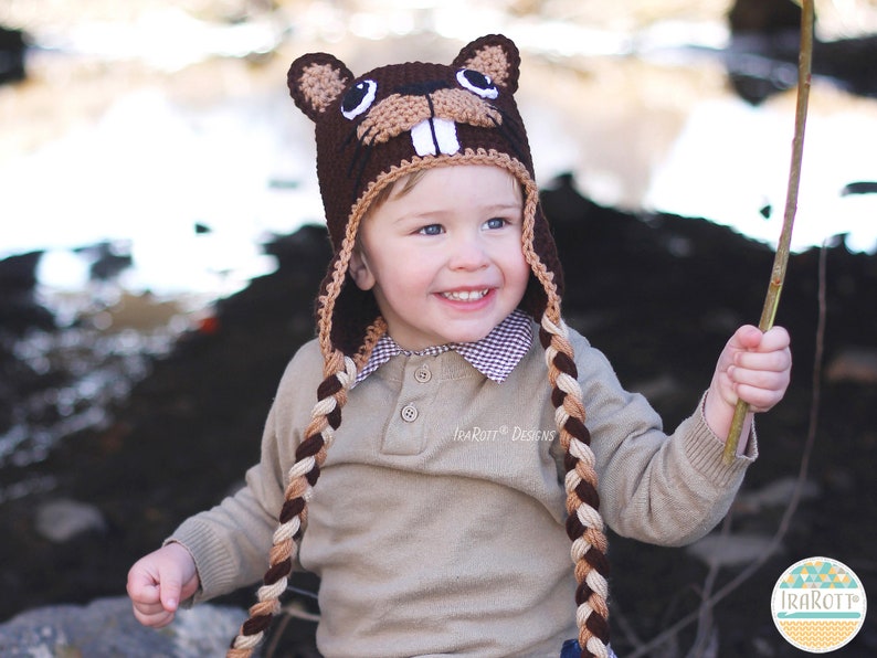 CROCHET PATTERN Justin The Canadian Beaver Animal Hat image 3