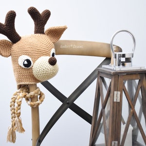 Reindeer Hat Crochet Pattern PDF – Christmas Animal Hat, Baby to Adult Sizes