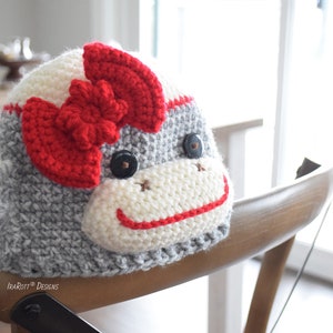 CROCHET PATTERN Spunky The Sock Monkey Hat image 3