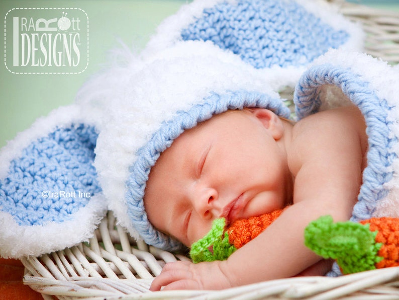 CROCHET PATTERN Bunny Rabbit Baby Hat with Carrot and Cocoon image 5