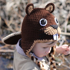 CROCHET PATTERN Justin The Canadian Beaver Animal Hat imagen 1