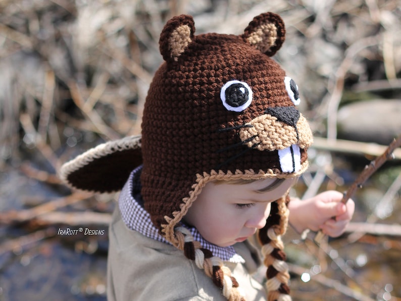 CROCHET PATTERN Justin The Canadian Beaver Animal Hat image 1