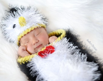 CROCHET PATTERN Happy Penguin Baby Hat and Cocoon