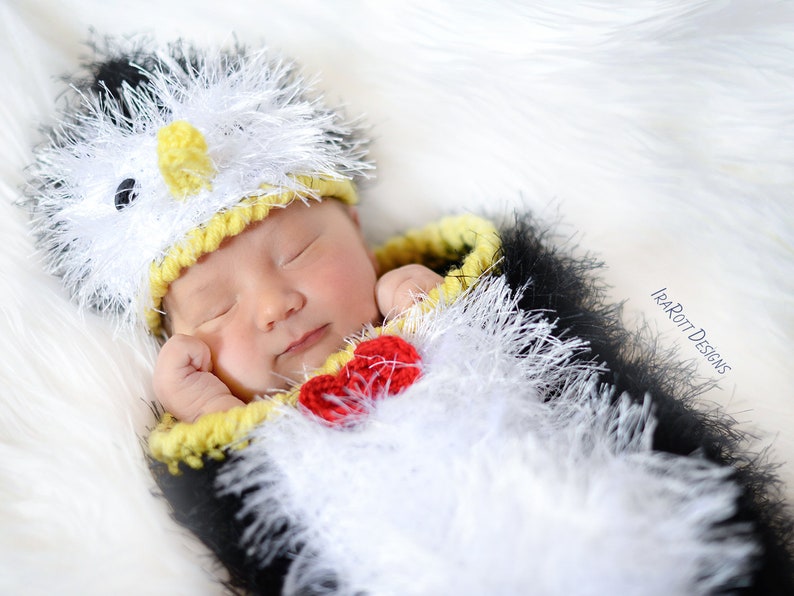 CROCHET PATTERN Happy Penguin Baby Hat and Cocoon image 1