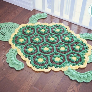 CROCHET PATTERN Bubbles the Turtle Animal Rug image 3