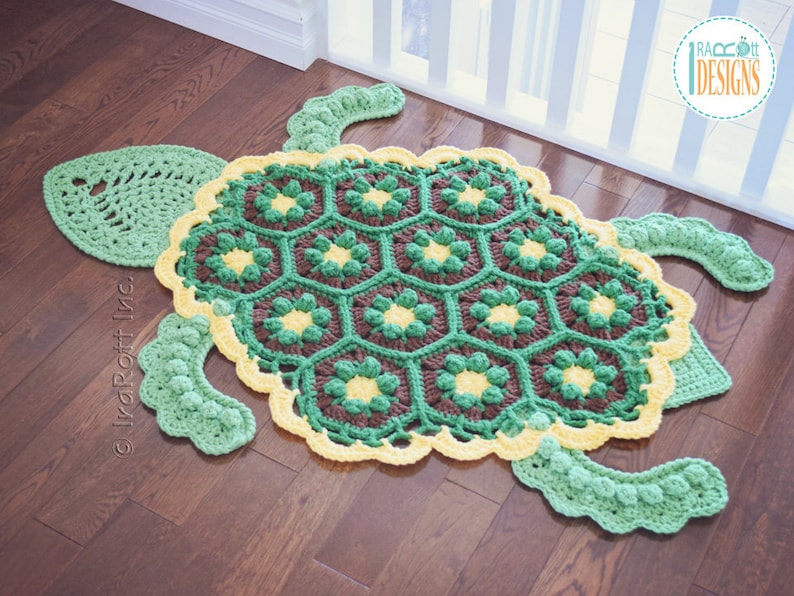 CROCHET PATTERN Bubbles the Turtle Animal Rug image 3