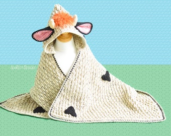 CROCHET PATTERN Luna the Moo-Moo Cow Hooded Blanket