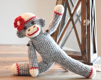 CROCHET PATTERN Spunky The Little Sock Monkey Amigurumi