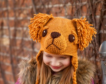 CROCHET PATTERN Golden Retriever and Labrador Retriever Leo Puppy Dog Hat