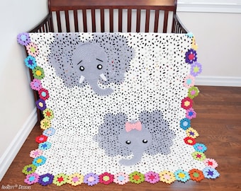 CROCHET PATTERN Josefina and Jeffery Elephant Blanket