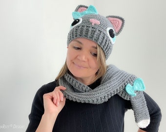 CROCHET PATTERN Sassy The Kitty Hat and Scarf