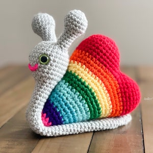 CROCHET PATTERN Cupid The Love Snail With Heart Amigurumi Toy image 4