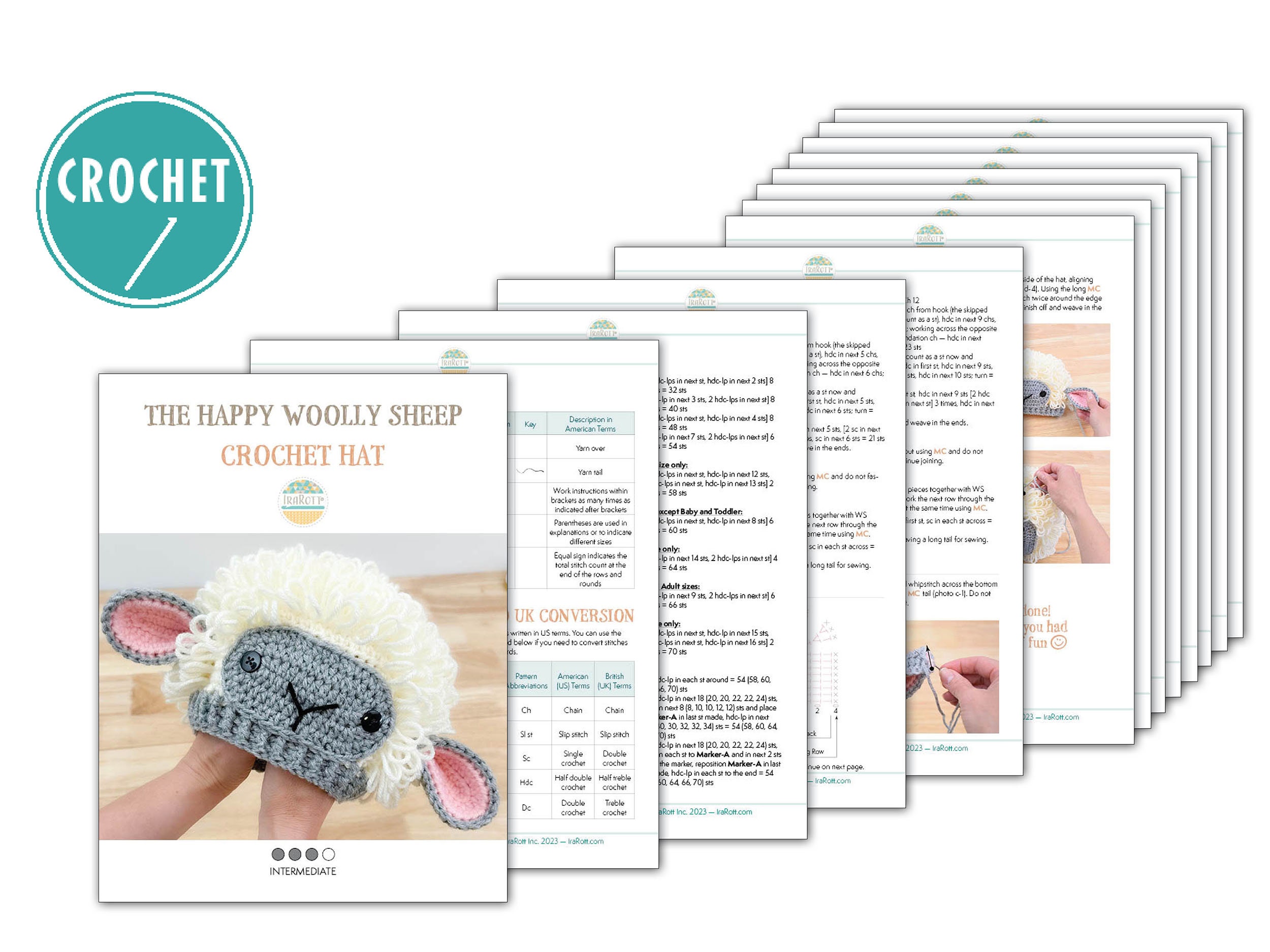 CROCHET PATTERN the Happy Woolly Sheep Hat - Etsy display picture 1