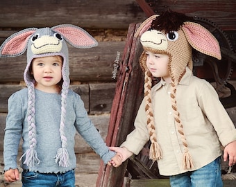 CROCHET PATTERN Funky Donkey Hat with Tail